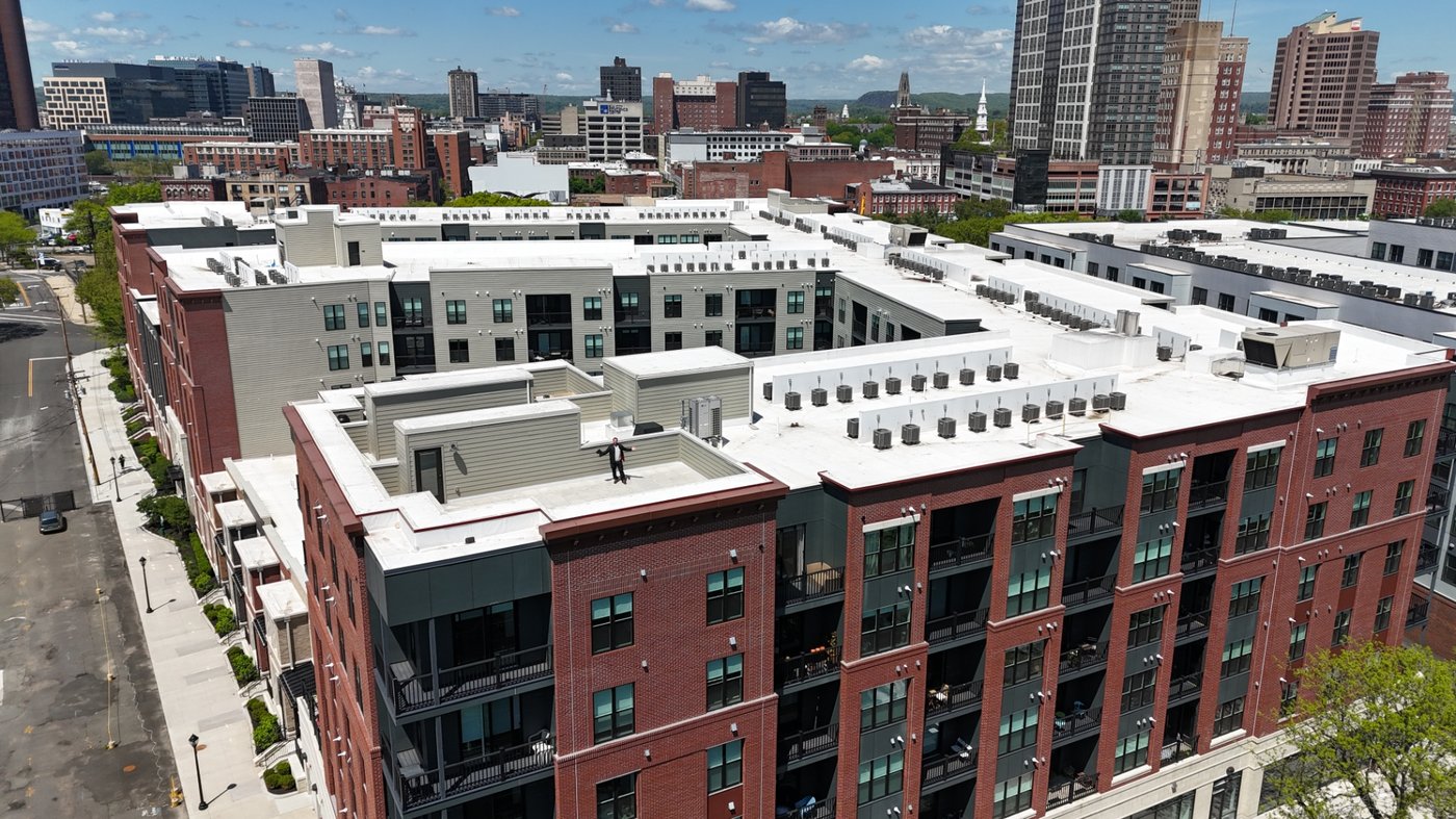 Aerial view of completed 299-unit multifamily development